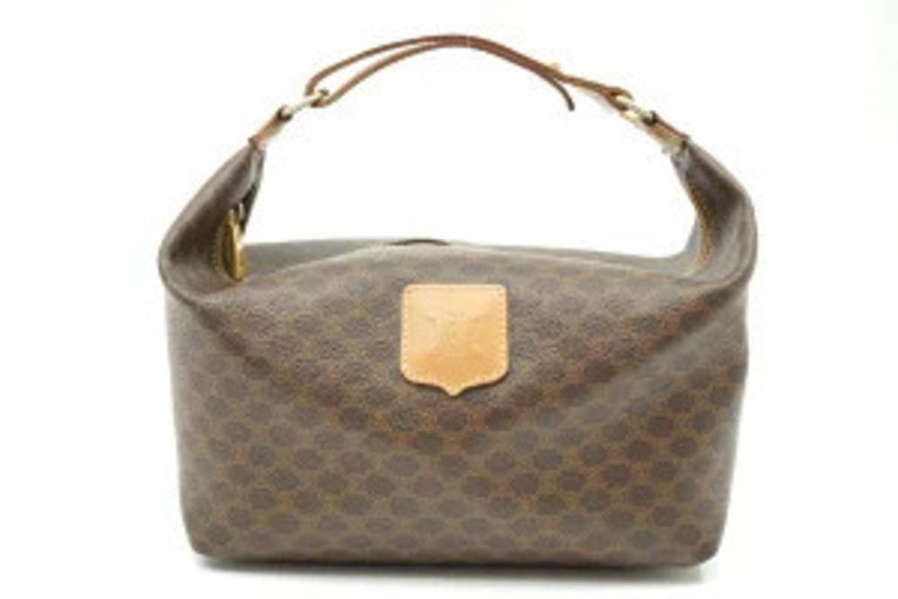 Celine Macadam Pouch Handbag Triomphe Leather Brown